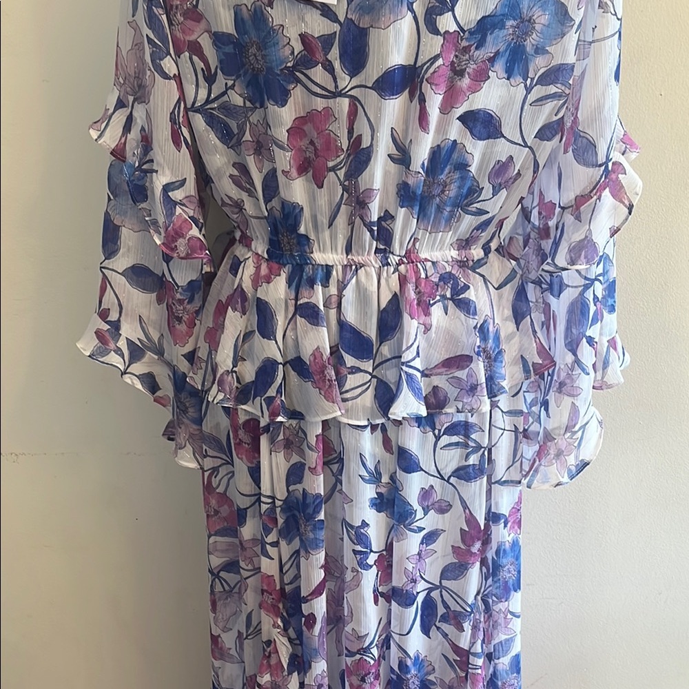 Misa Los Angeles Karina Ruffle-Trim Floral Chiffon Midi Dress - Picture 8 of 9